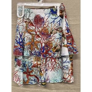 NEW FASHQUE women's 3 tier ruffle skort in under the sea